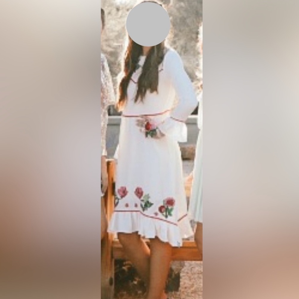 ASOS White Embroidered Western Midi Dress - Size 2